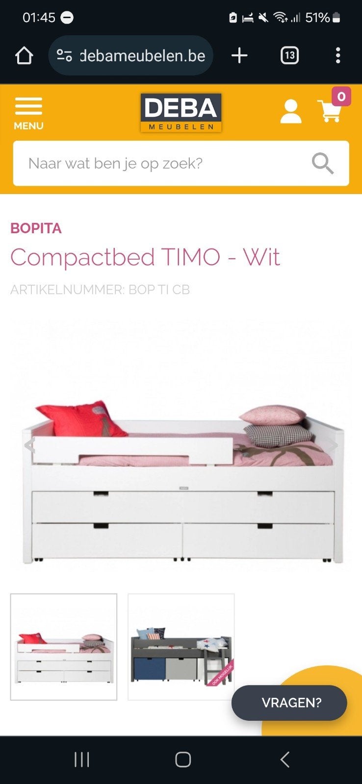 Bopita bed, Ophalen of Verzenden, Gebruikt, 180 cm of meer, 85 tot 100 cm