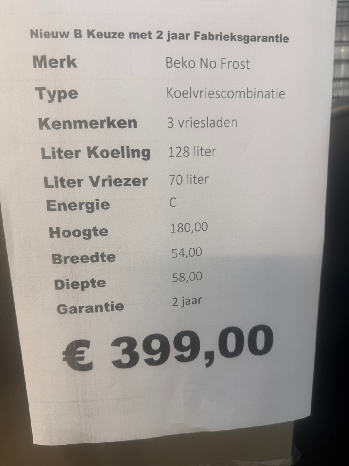 Beko koelvriescombinatie nieuw no frost, Ophalen, Beko, 200 liter of meer, Beko