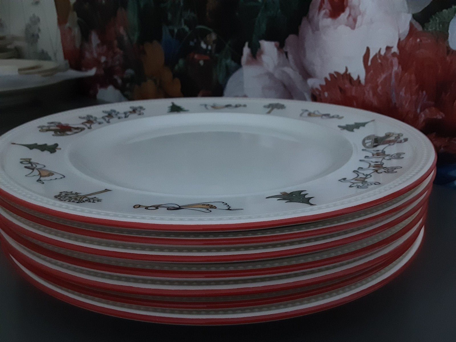 Wedgwood Windsor Kerstservies Dinerborden. Per stuk, Ophalen, Porselein, Bord(en)