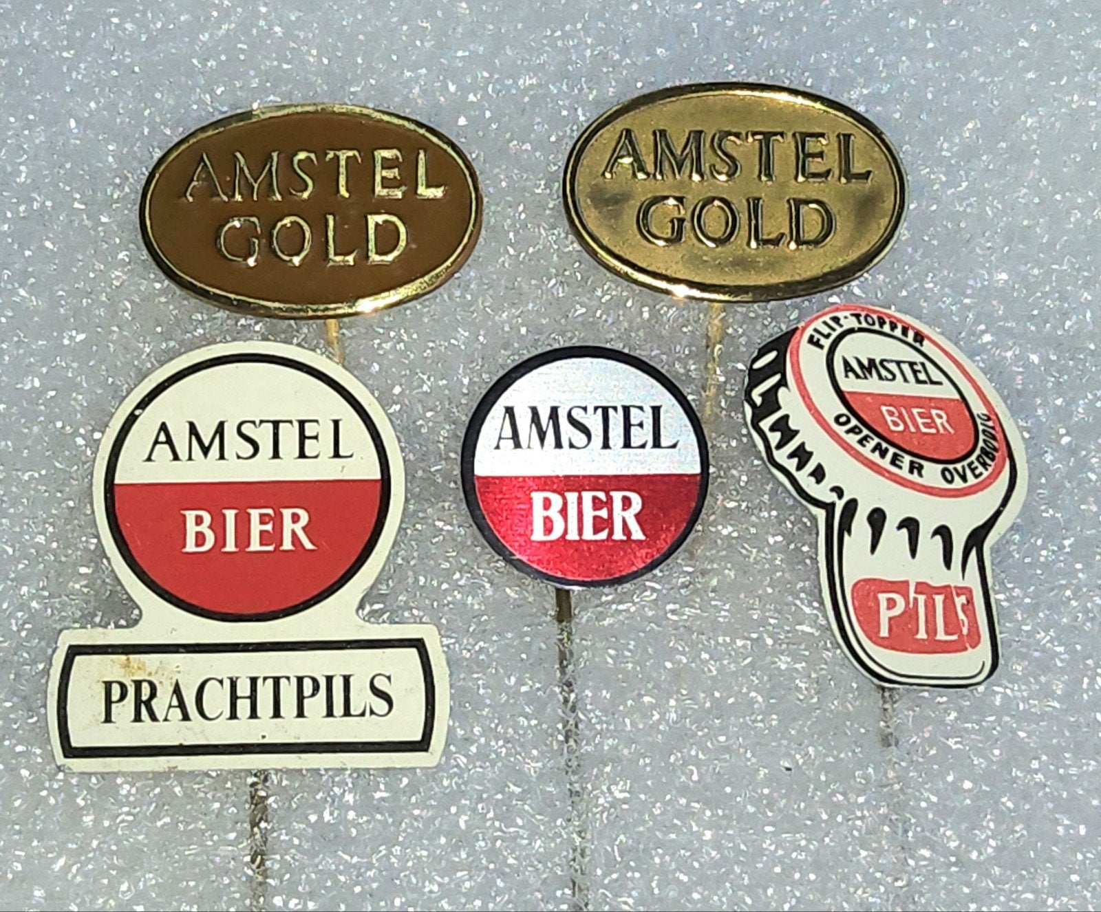 5 Amstel Bier Speldjes - Vintage Collectie, Ophalen of Verzenden, Gebruikt, Overige onderwerpen, Speldje of Pin
