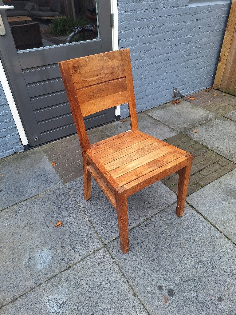 6 blank houten eetkamer stoelen, Ophalen, Gebruikt, Bruin, Vijf, Zes of meer stoelen
