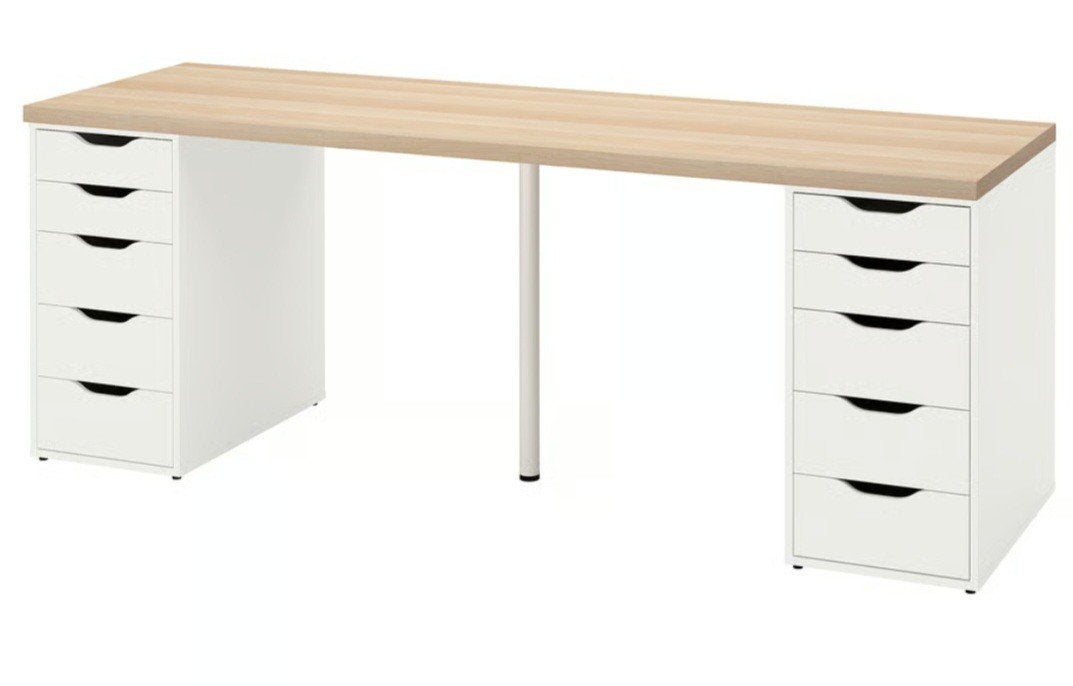 IKEA bureau onderdelen: blad, kastje en poot (niet compleet), Ophalen, Gebruikt