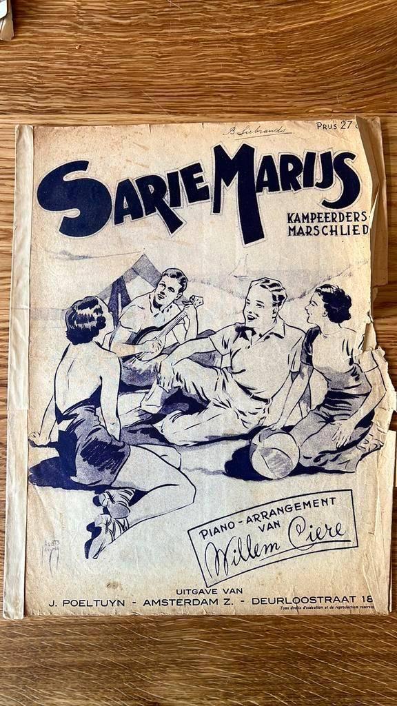Sarie Marijs kampeerders marschlied bladmuziek Willen Ciere, Ophalen of Verzenden, Artiest of Componist, Klassiek