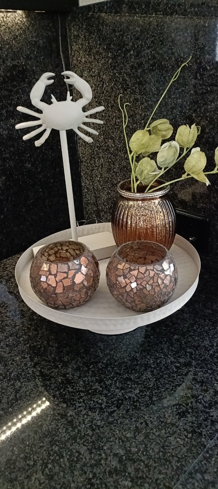 dienblad met accessoires, Ophalen