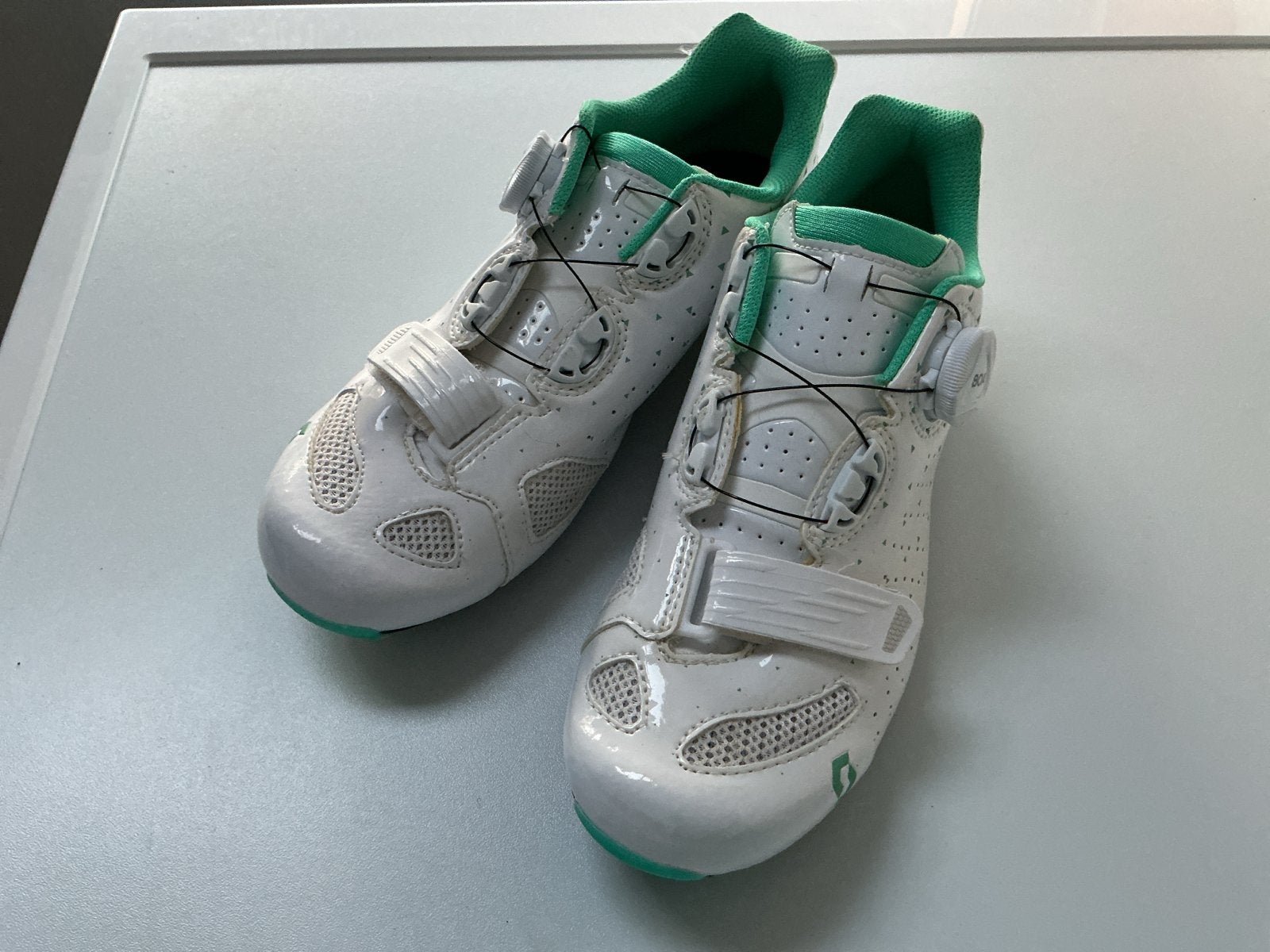 Scott comp boa racefiets schoenen wit/groen - maat 38, Ophalen, Schoenen, Overige maten, Zo goed als nieuw
