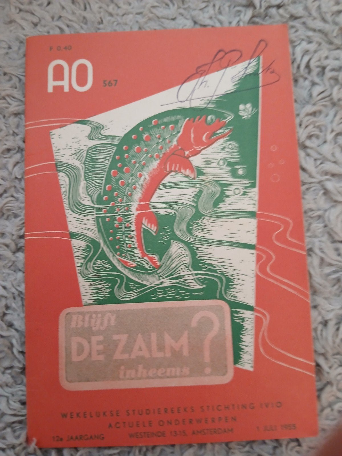 AO-reeks nr 567 "Blijft de Zalm inheems?" uit 1955, Verzenden, Gelezen, Wetenschap en Natuur