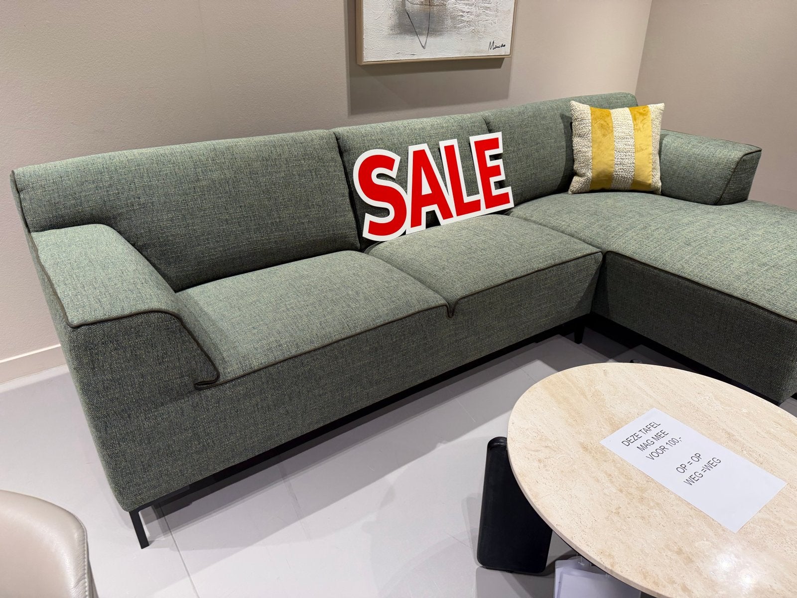 Montèl Fresh 2,5-zits bank met longchair - Showroommodel, Huis en Inrichting, Banken | Complete zithoeken, Ophalen of Verzenden