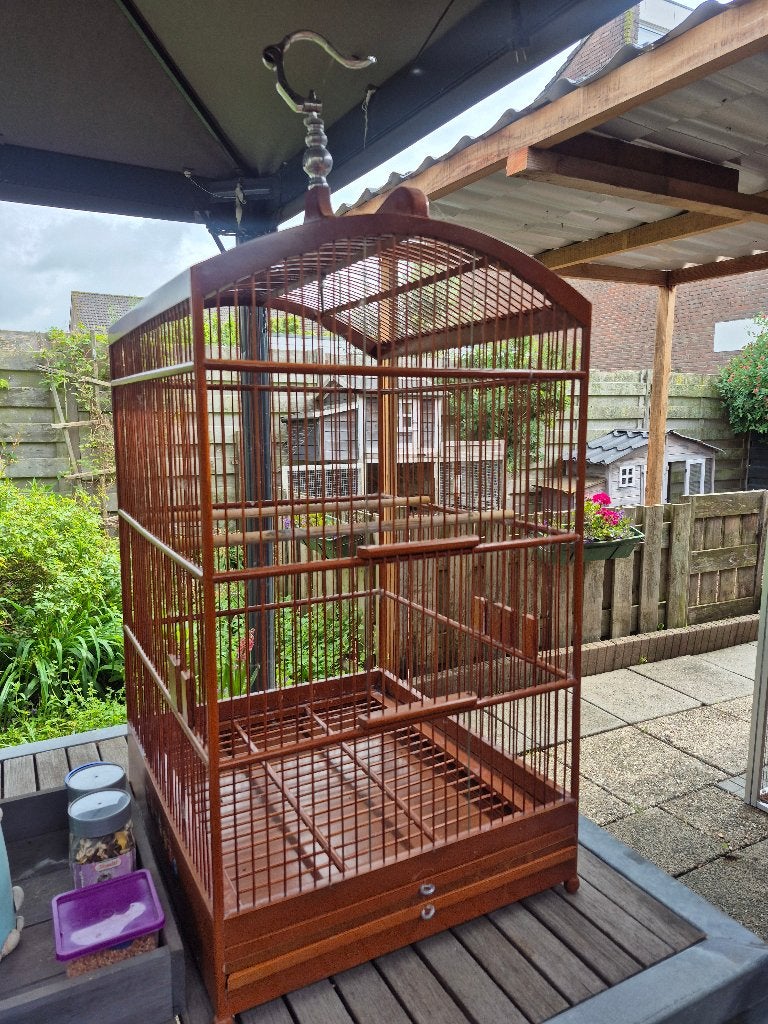 Houten vogelkooi, Dieren en Toebehoren, Ophalen, Gebruikt, Hout, Vogelkooi