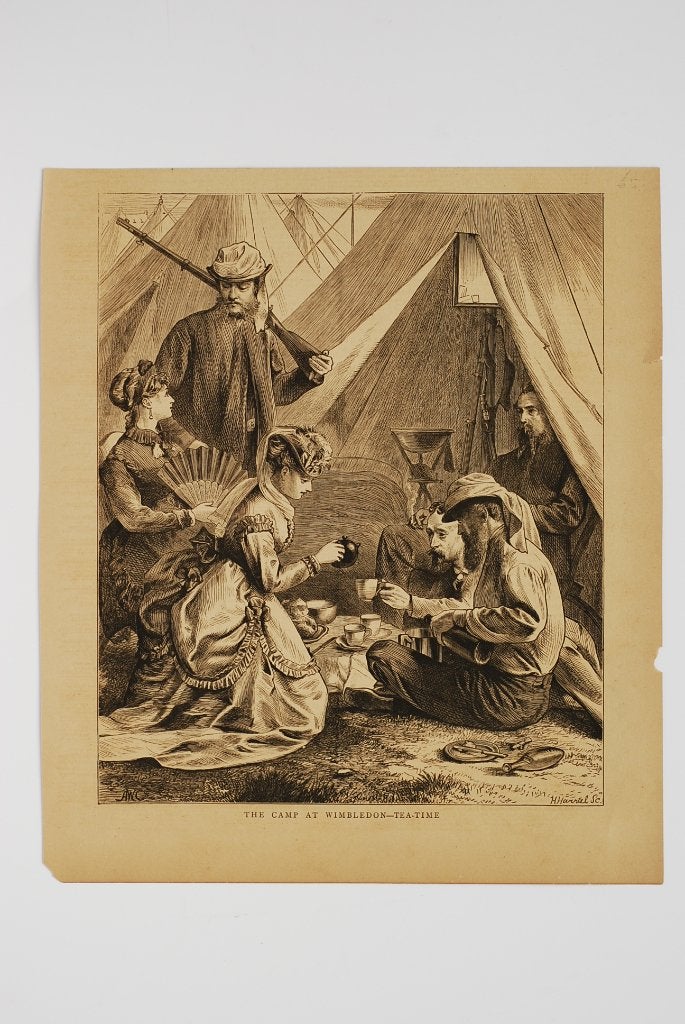 Antieke Victoriaanse illustratie: Tea-Time The Graphic 1870, Verzenden, Voor 1940, Zo goed als nieuw