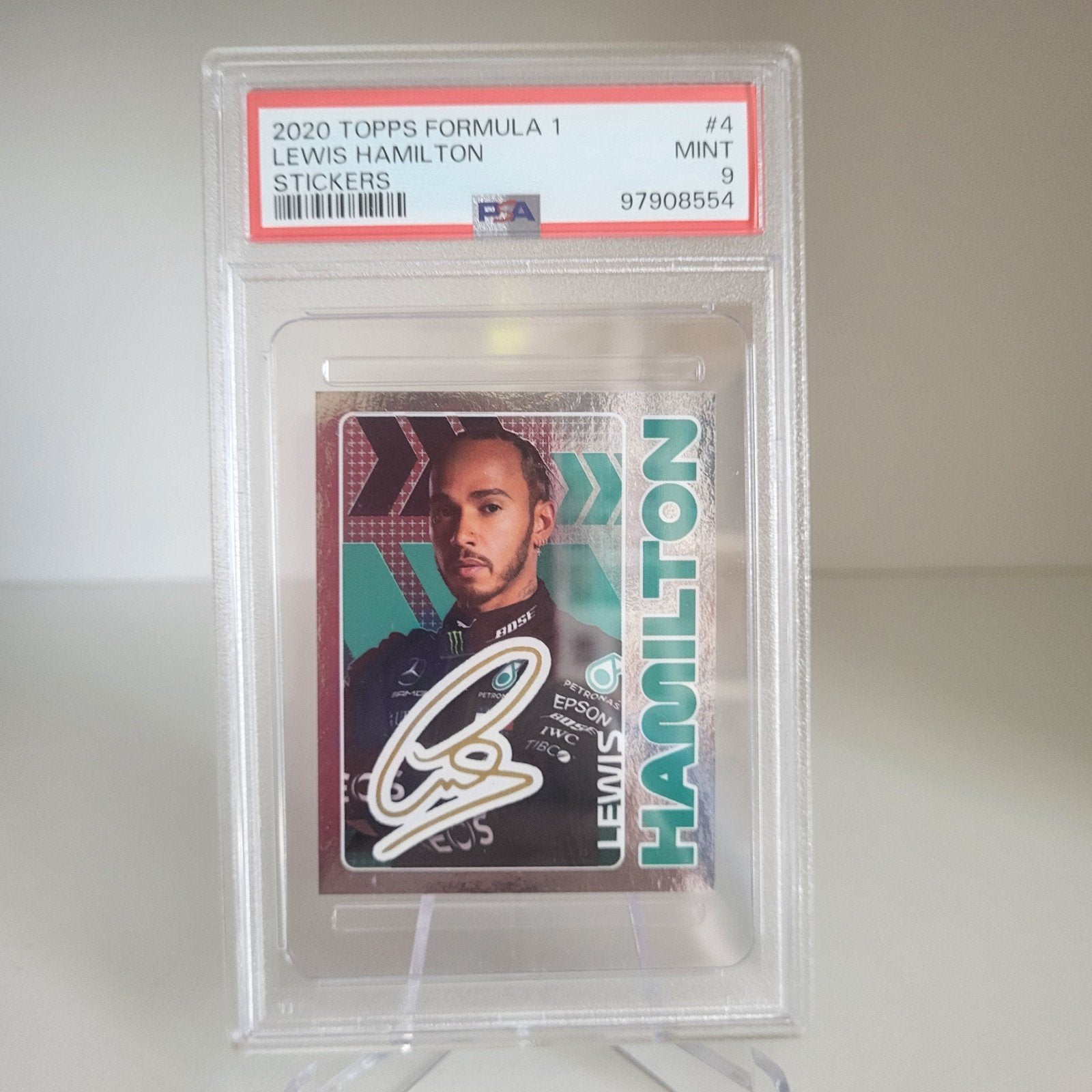 Lewis Hamilton Topps F1 Sticker PSA 9 Mint, Ophalen of Verzenden