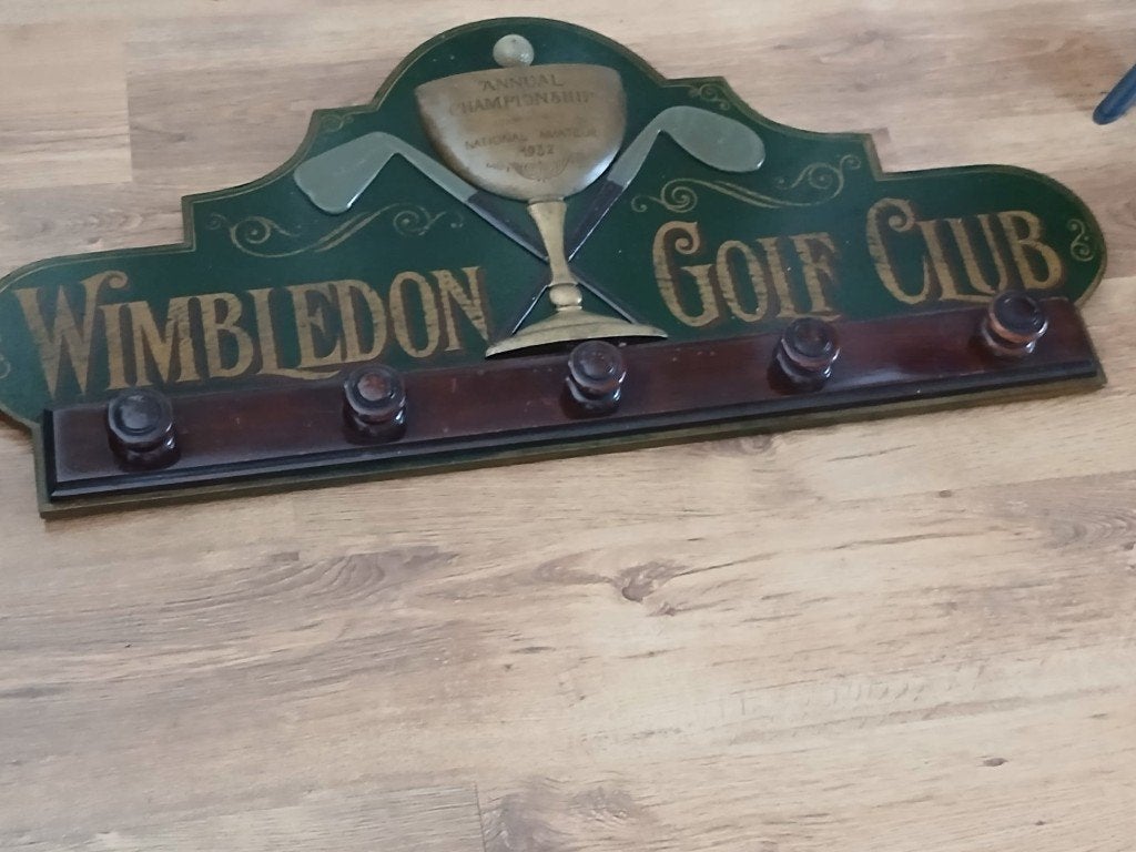 Prachtige Houten Kapstok Vintage Wimbledon Golf Club, Ophalen of Verzenden