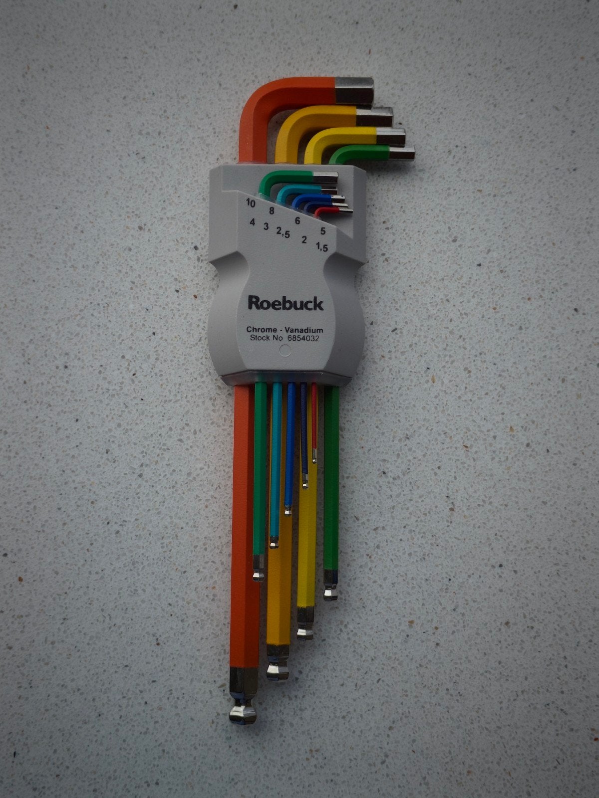 Roebuck Inbussleutelset XL Rainbow met kogelkop in houder., Ophalen of Verzenden, Zo goed als nieuw