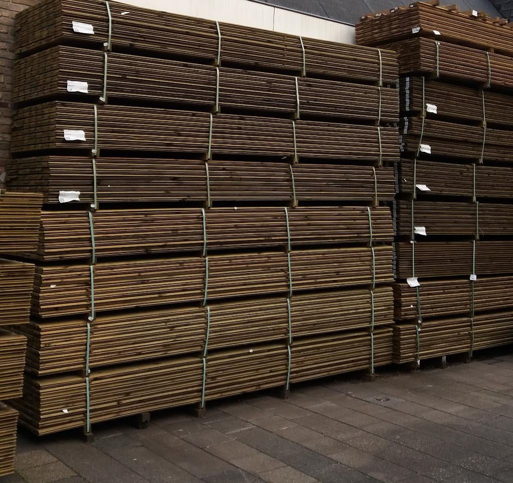 Rabatdelen geimpr. 40/ 3.00 mtr. 18x145 actie prijs, Tuin en Terras, Palen, Balken en Planken, Ophalen, Nieuw, 250 cm of meer
