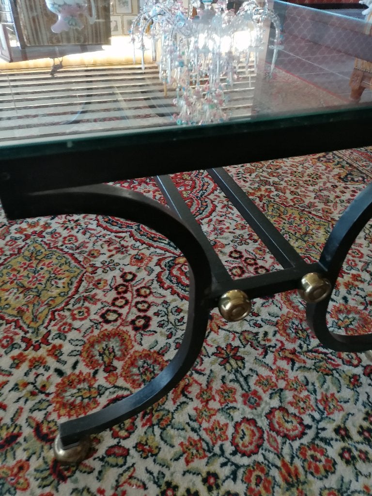 oud smeedijzer met bronze ornamenten salon tafel, Ophalen