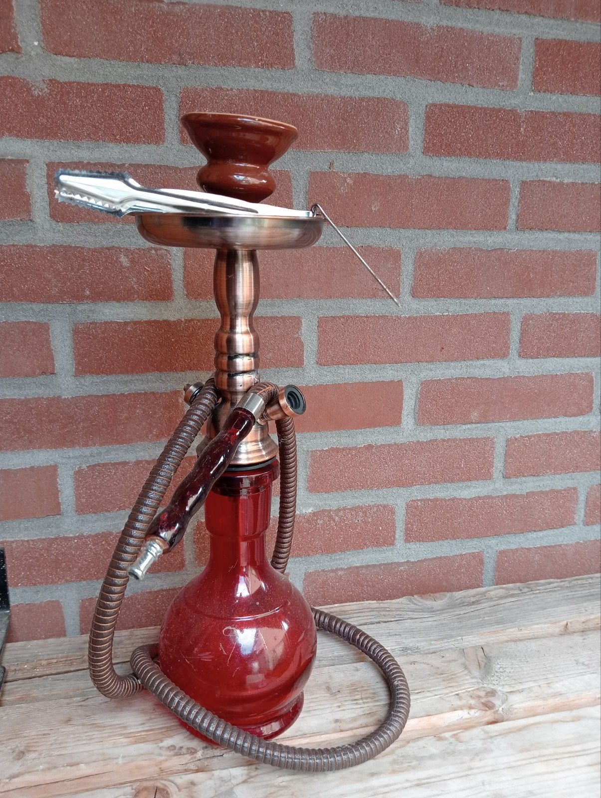 Mooie waterpijp met tang en kolenprikker, Ophalen, Gebruikt, (Water)pijp