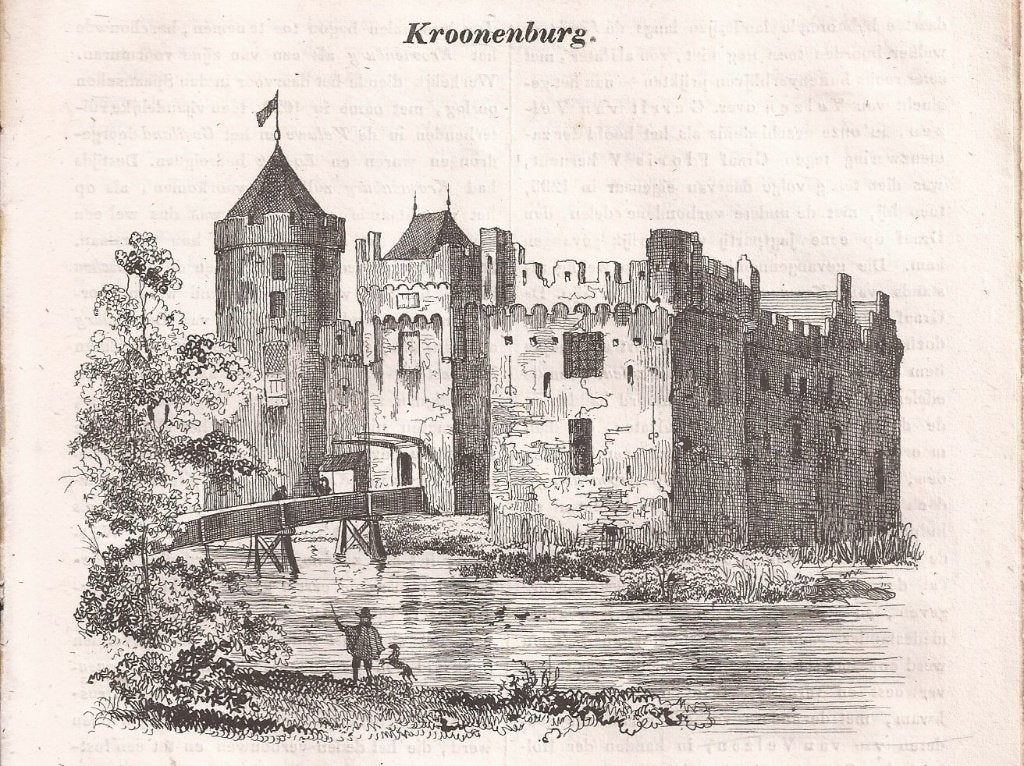 Kroonenburg Houtgravure 1839 Penning-Magazijn v.d. Jeugd, 1800 - 1899, Ophalen of Verzenden, 14 cm, 11 cm