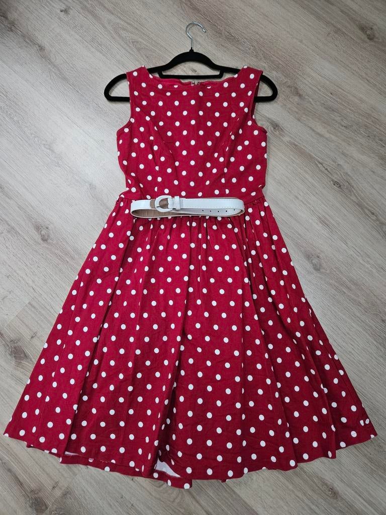 Lindy Bop vintage retro polkadot jurk mt 38 rood, Kleding | Dames, Maat 38/40 (M), Ophalen of Verzenden, Zo goed als nieuw, Lindy bop
