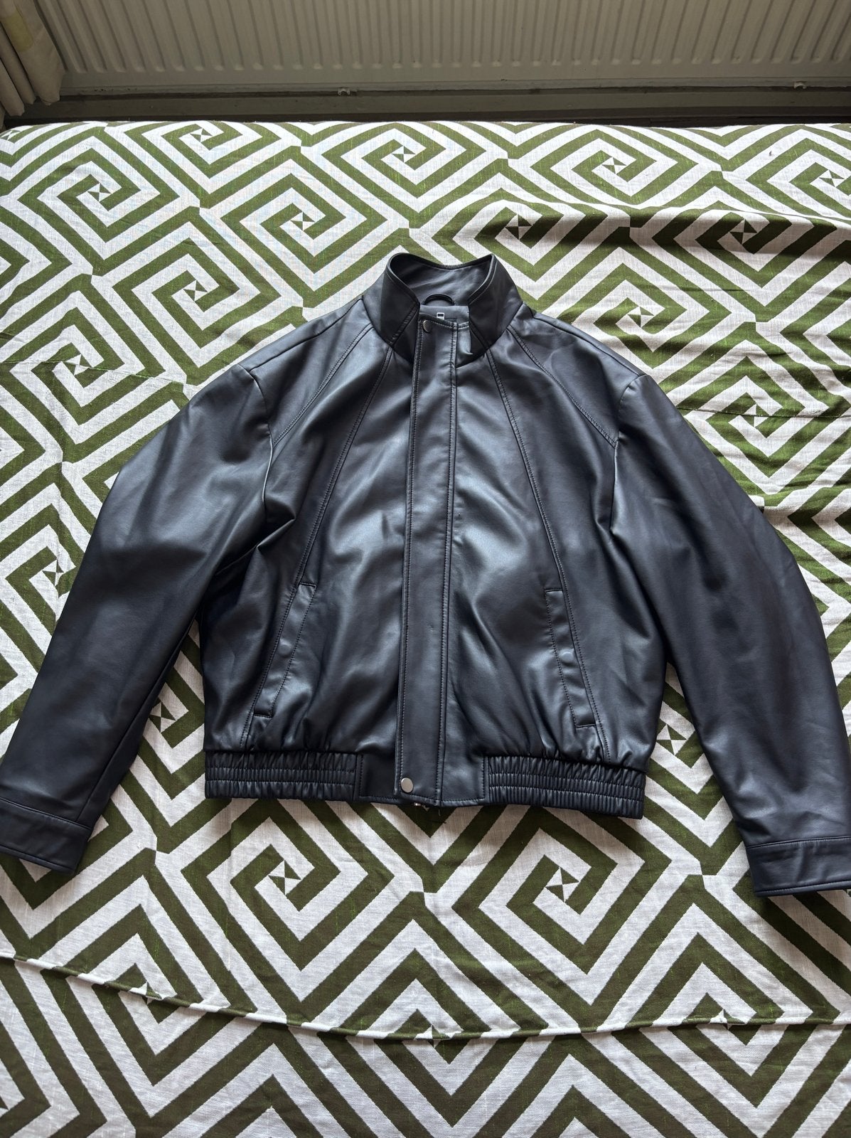 Zwart leren jack C&A maat M, Kleding | Heren, Ophalen of Verzenden, Zo goed als nieuw, Maat 48/50 (M), Zwart