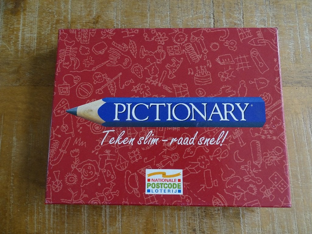Pictionary spel Nationale Postcode Loterij reisformaat, Een of twee spelers, Ophalen of Verzenden, Zo goed als nieuw, Pictionary