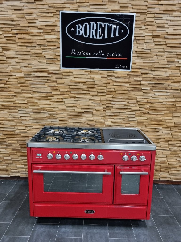 Luxe Boretti Majestic Fornuis 120cm rood Coupe de Feu, Niet ingevuld, Niet ingevuld, Ophalen of Verzenden, Zo goed als nieuw
