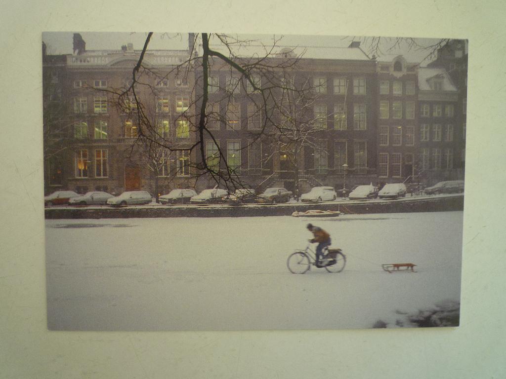 Art unlimited kaart Igno Cuypers Winter met fiets slee ijs, Ophalen of Verzenden, Voor 1920, Overige thema's