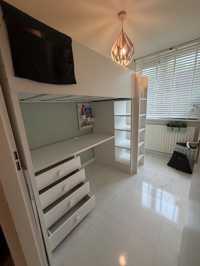 Hoogslaper met bureau Ikea, Huis en Inrichting, Ophalen, Eenpersoons, Zo goed als nieuw, 200 cm