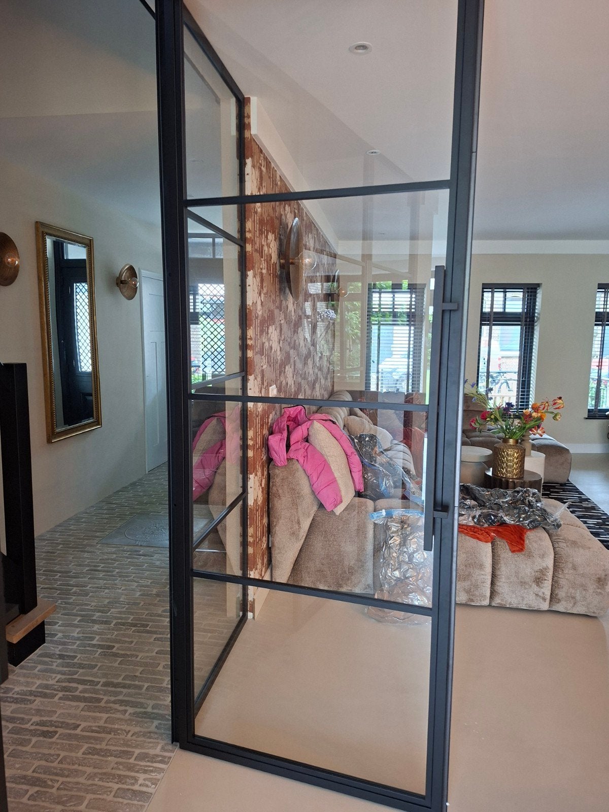Stalen binnendeur met 4 vakken, 231,5x93,3 cm, Doe-het-zelf en Verbouw, Deuren en Horren, Ophalen of Verzenden