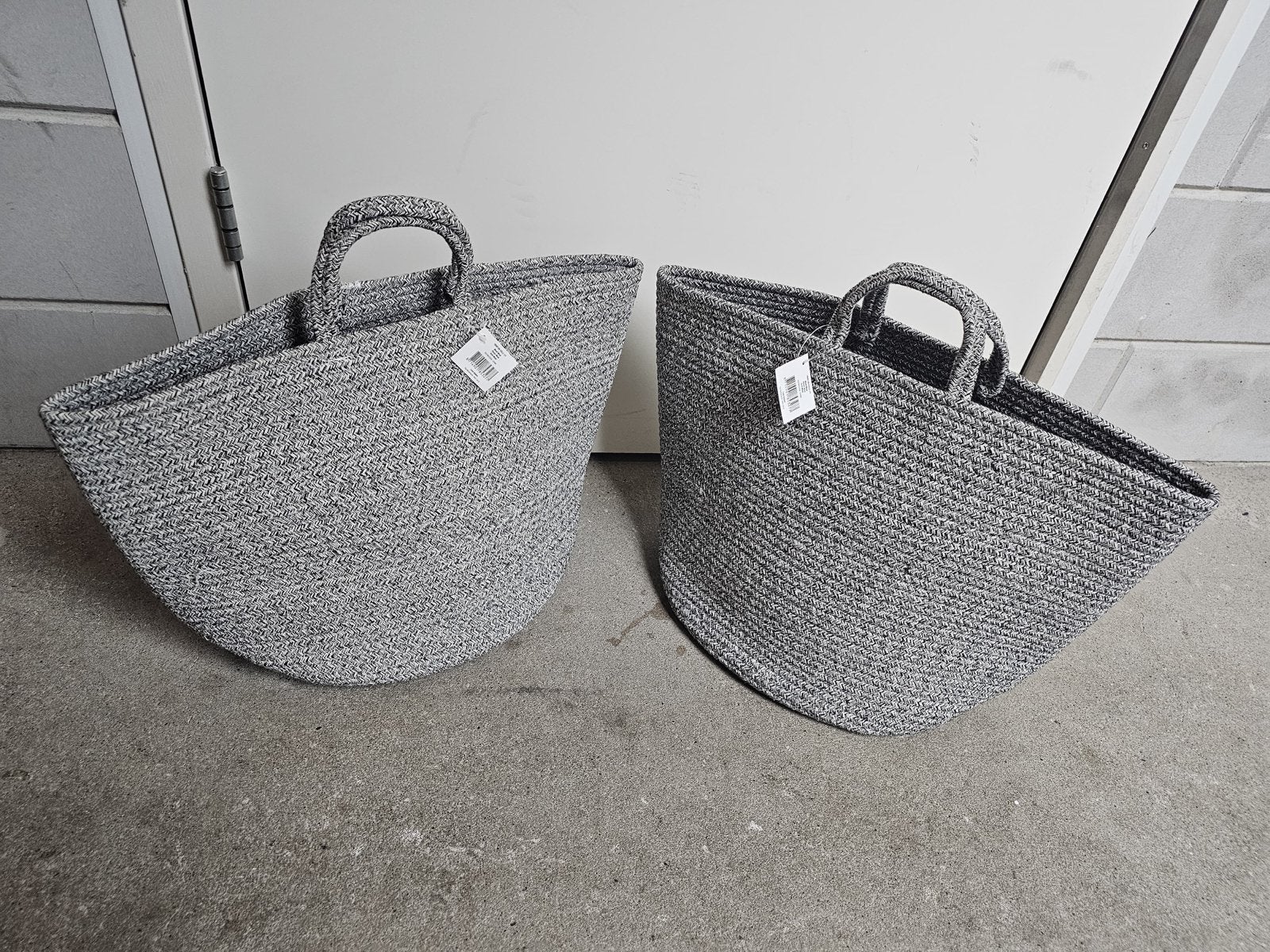 Set van 2 Gevlochten Manden - Grijs/Zwart, Gevlochten, Mand, Textiel, Nieuw