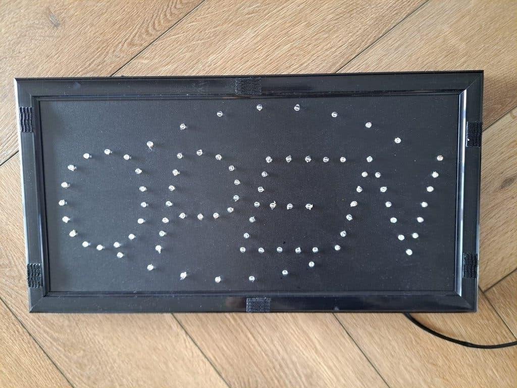 Lichtgevend OPEN-bord – voor winkel of horeca, Ophalen, Kunststof, Industrieel, Gebruikt