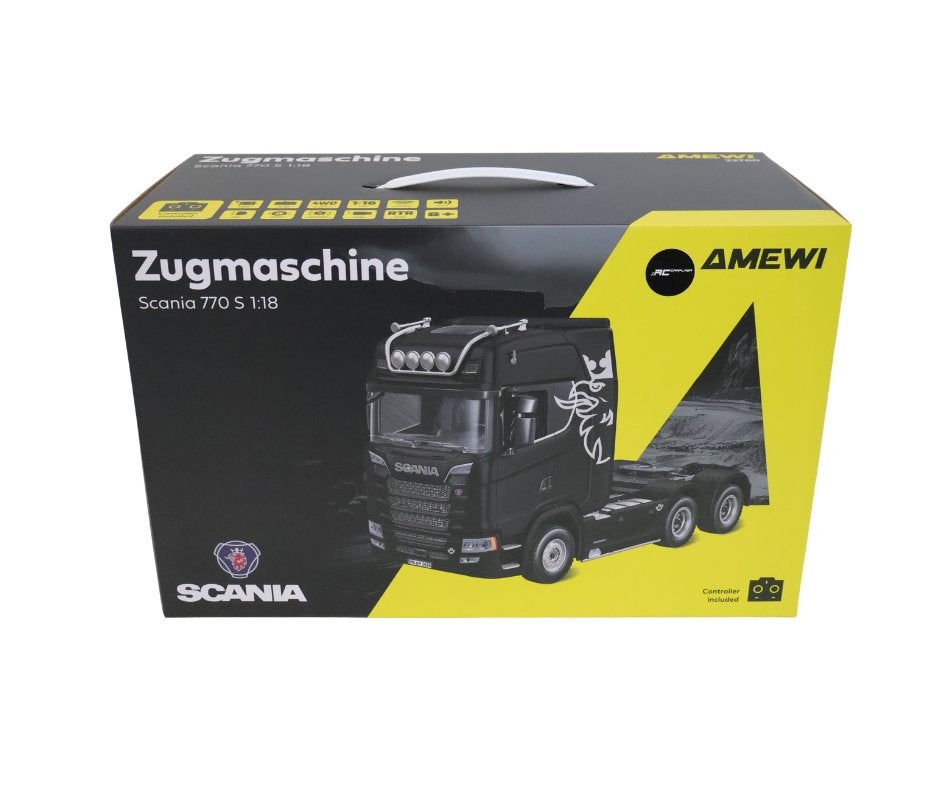 Huina Scania 770 S Tractor Unit 6x4 zwart 1/18 22760, Elektro, Verzenden, Nieuw, Auto onroad
