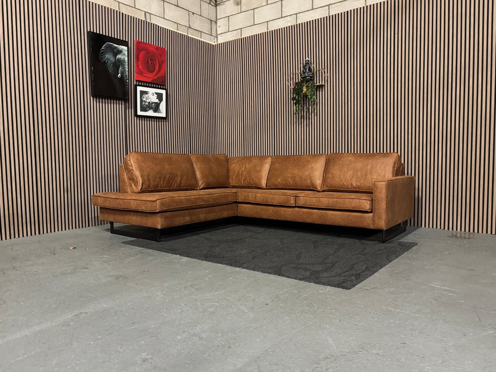 GRATIS LEVERING Hoekbank Cognac Microleder 270x220 NIEUW, Huis en Inrichting, 250 tot 300 cm, Hoekbank, Nieuw, Kunststof