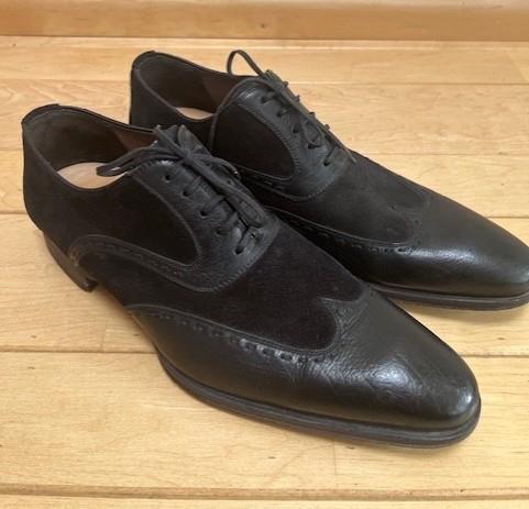Magnanni veterschoenen maat 42 zwart leer en suède Oxford, Kleding | Heren, Schoenen, Verzenden, Zwart, Zo goed als nieuw, Magnanni
