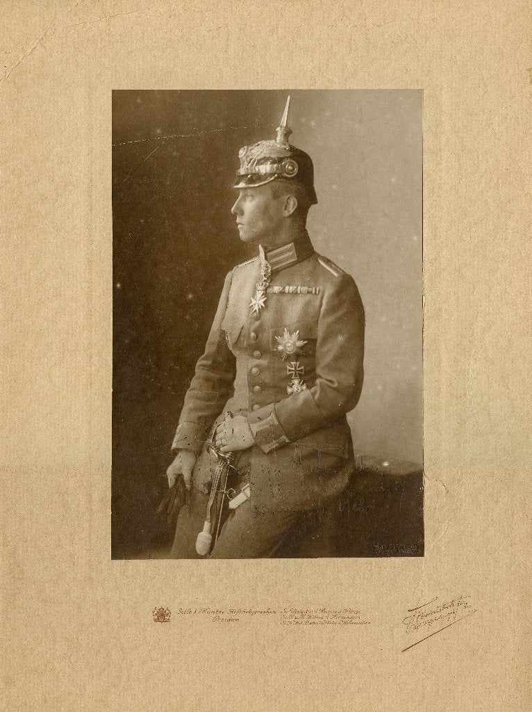 Prachtige Foto Prins F. V. Hohenzollern Handtekening WOI, Verzenden, Landmacht, Duitsland, Foto of Poster