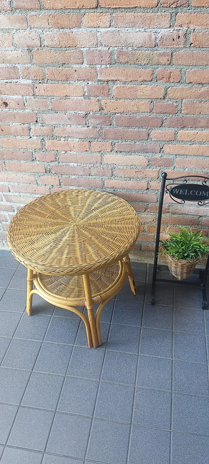 Mooie Nette Ronde Rieten Tafel met glasplaat, Ophalen, 50 tot 100 cm, Rond, Tot twee personen