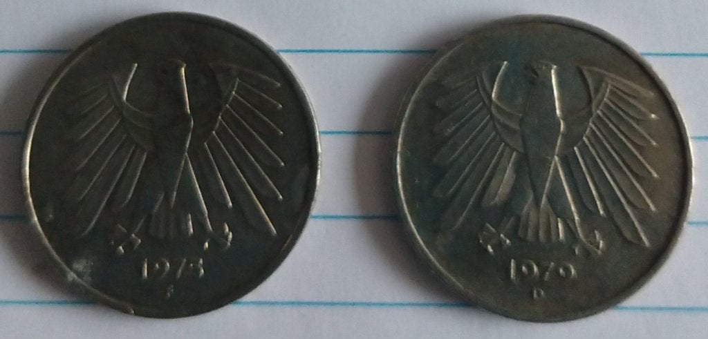 duitse munten uit 1975 en 1979, 5 mark munten, volgnr 48, Ophalen of Verzenden, Duitsland, Losse munt