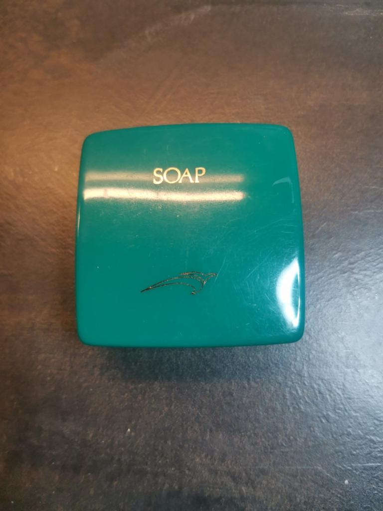 Vintage Zeepdoosje met Zeep - Groen, Ophalen of Verzenden