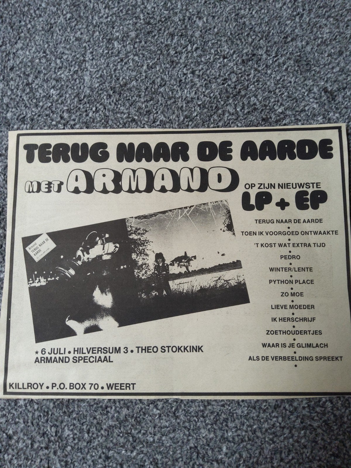Armand:  Promo  Terug naar de aarde, Ophalen of Verzenden, Zo goed als nieuw, Boek, Tijdschrift of Artikel