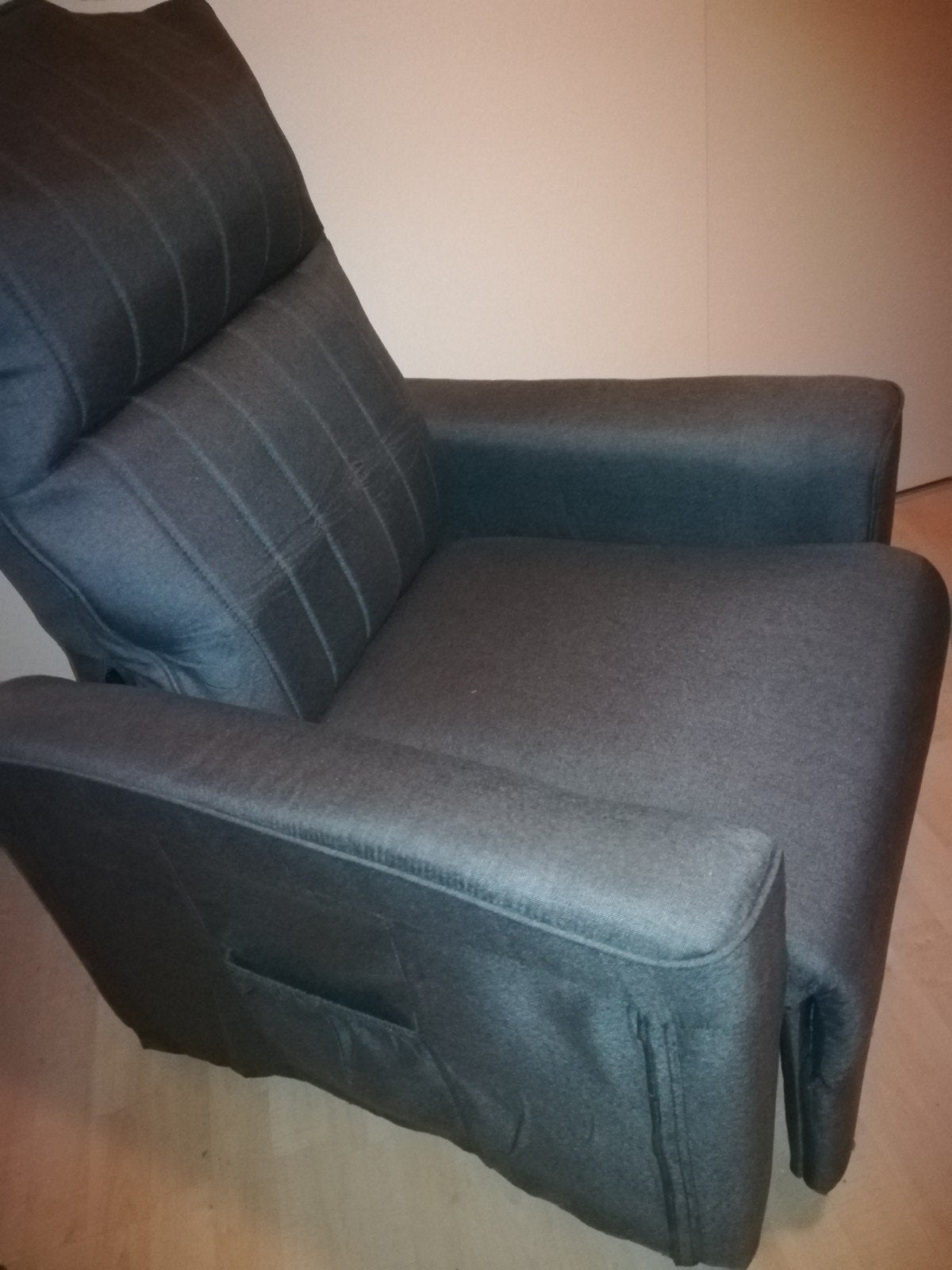 Fauteuil ZGAN stoel stof antraciet grijs, Ophalen, 75 tot 100 cm, Zo goed als nieuw, Stof