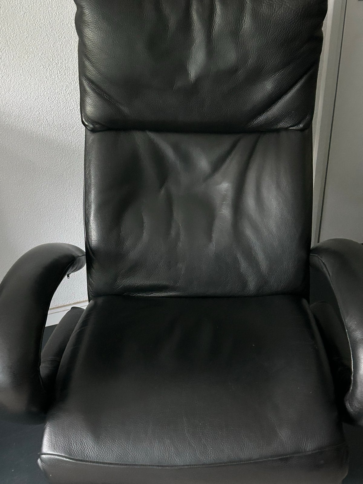 Zwarte leren relaxfauteuil - ook elektrisch (kabel ontbreekt, Ophalen, Gebruikt, Zwart, Leer