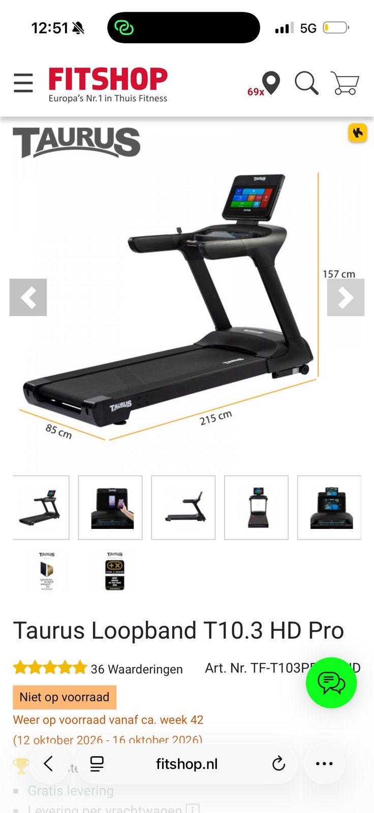 Foto 10 van Taurus T10.3 HD Pro Loopband nieuwprijs€3.999-zeer nette sta