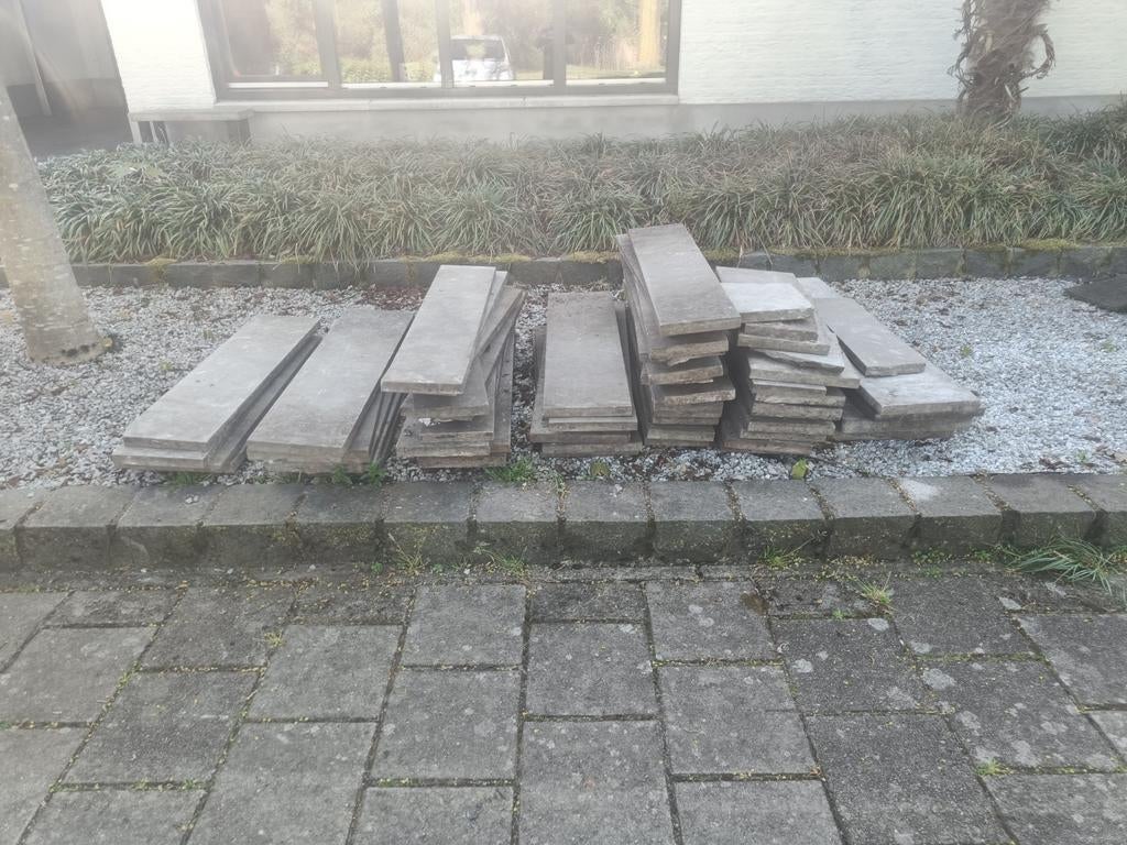 Vijverrand natuursteen platen tegels partij gratis, Ophalen