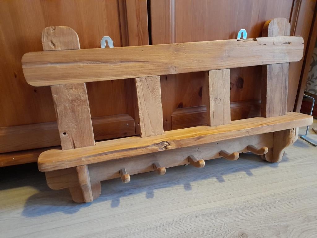 Landelijke houten kapstok 70 cm breedt , 40 hoog, Wandkapstok, Ophalen of Verzenden, Zo goed als nieuw, Minder dan 100 cm