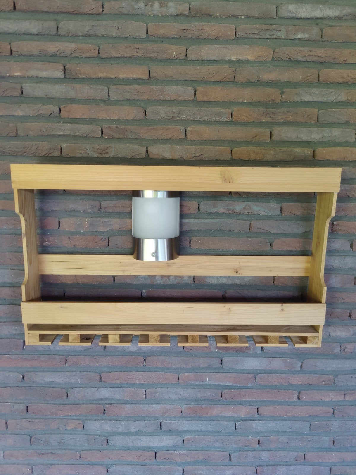 Houten Wijnrek met Glazenhouder - 48x80x10 cm, Ophalen of Verzenden, Zo goed als nieuw, Hout