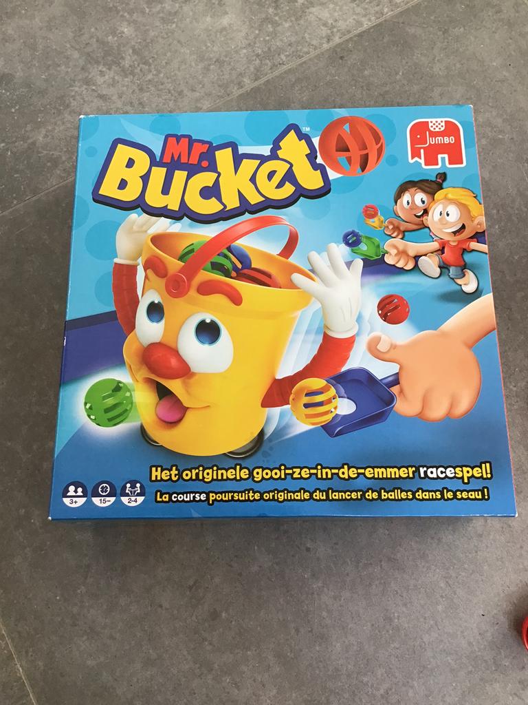 Nieuw!!Mr bucket in verpakking,leuk voor kleuters en peuters, Drie of vier spelers, Ophalen, Nieuw