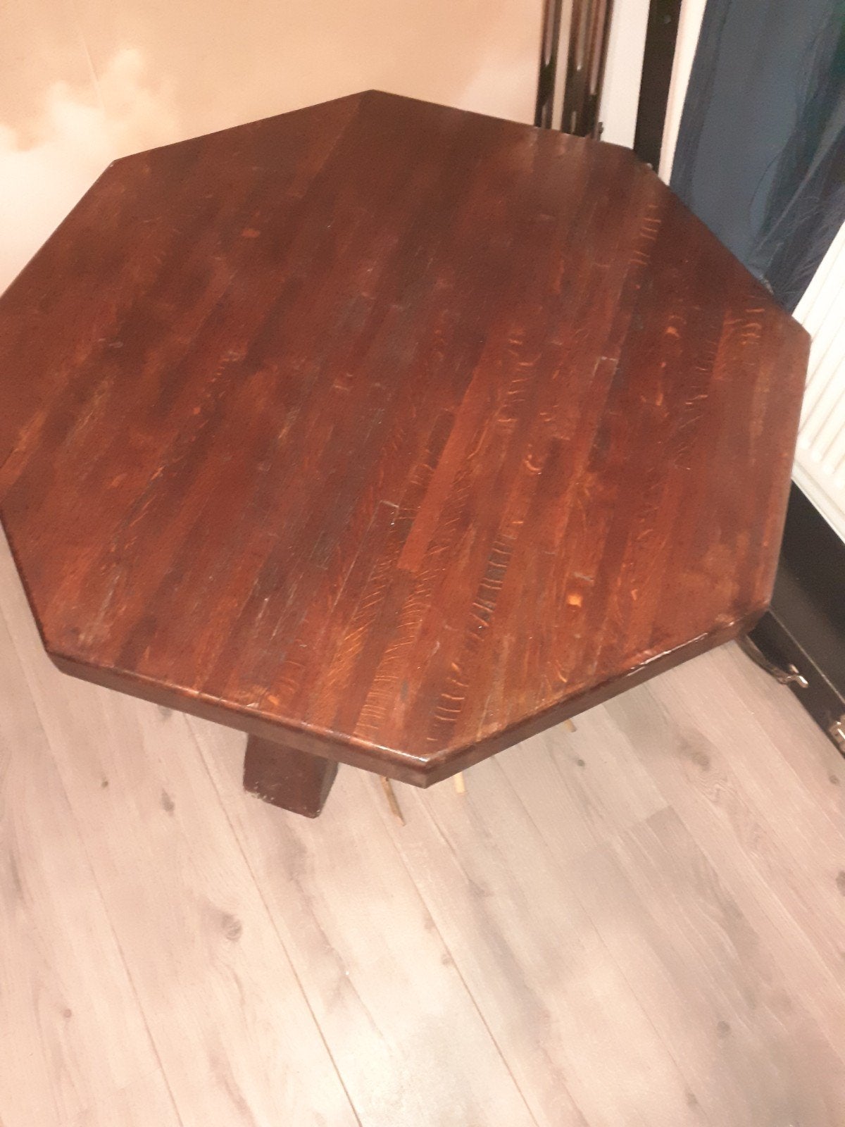 massief eiken 8 hoekige salontafel, Ophalen