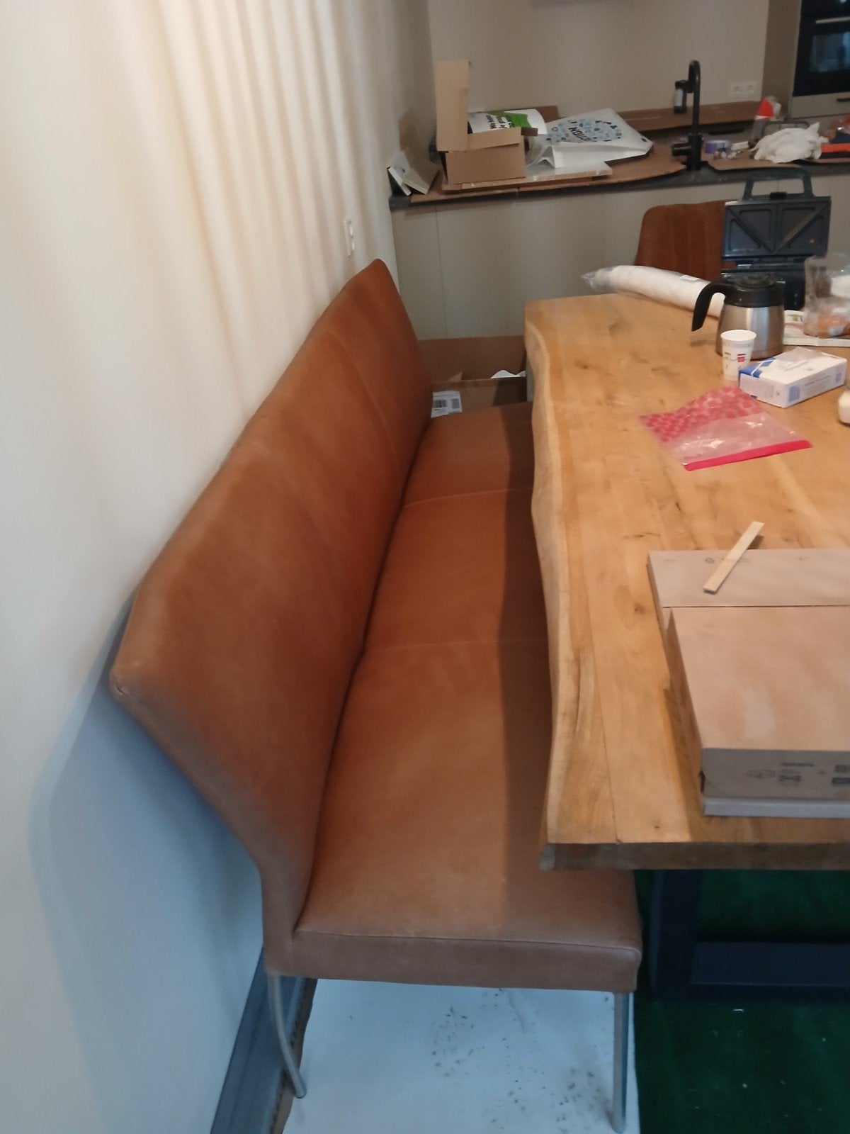 Eettafel  bank, Huis en Inrichting, Banken | Sofa's en Chaises Longues, Gebruikt, 150 tot 200 cm, Driepersoons, Leer