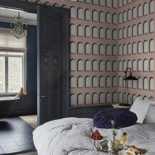 Sandberg behang, patroon 'Marie' 3 rollen., Huis en Inrichting, Stoffering | Behang, Blauw, Roze, 10 tot 25 m², Ophalen