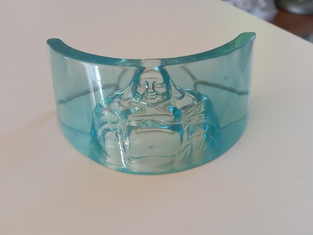 Waxinelichthouder Buddah (Nijmegen oost), Kunststof, Blauw, Ophalen of Verzenden, Zo goed als nieuw