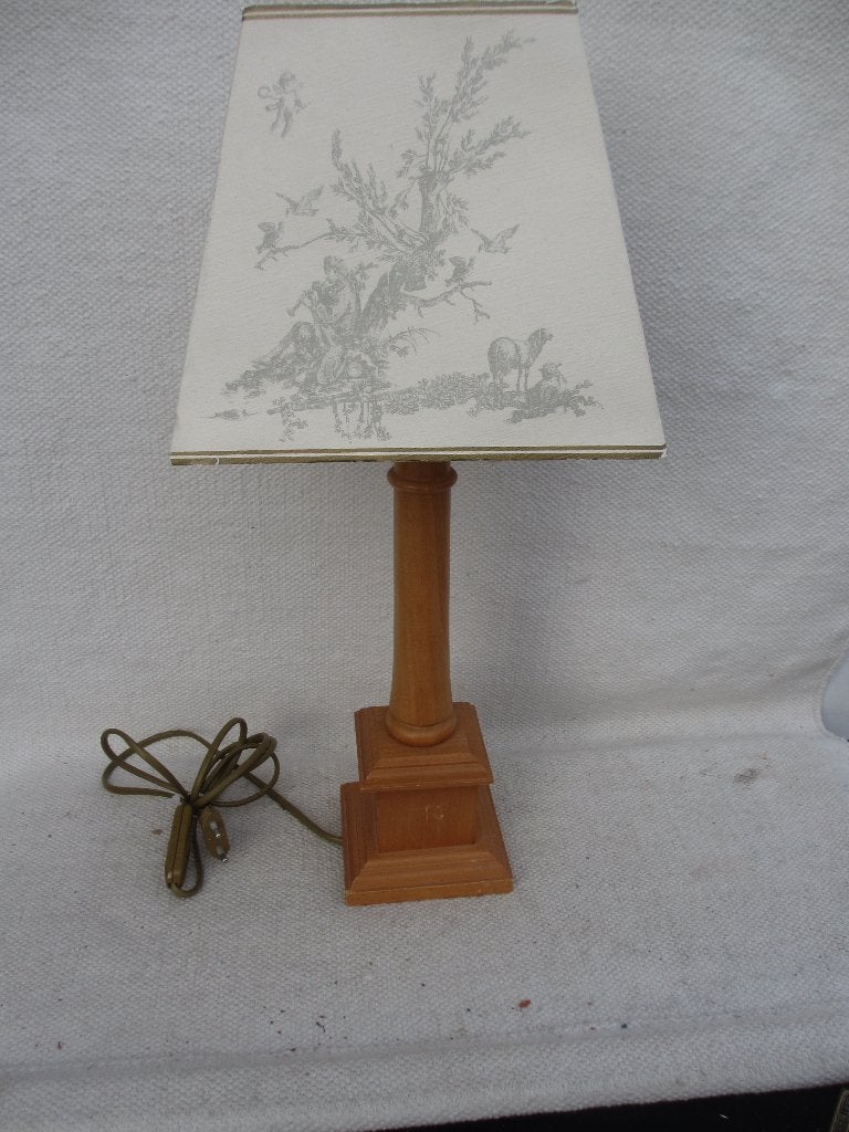 Vintage Laura Ashley houten tafellampje, Gebruikt, Vintage, 38 cm, Overige kleuren