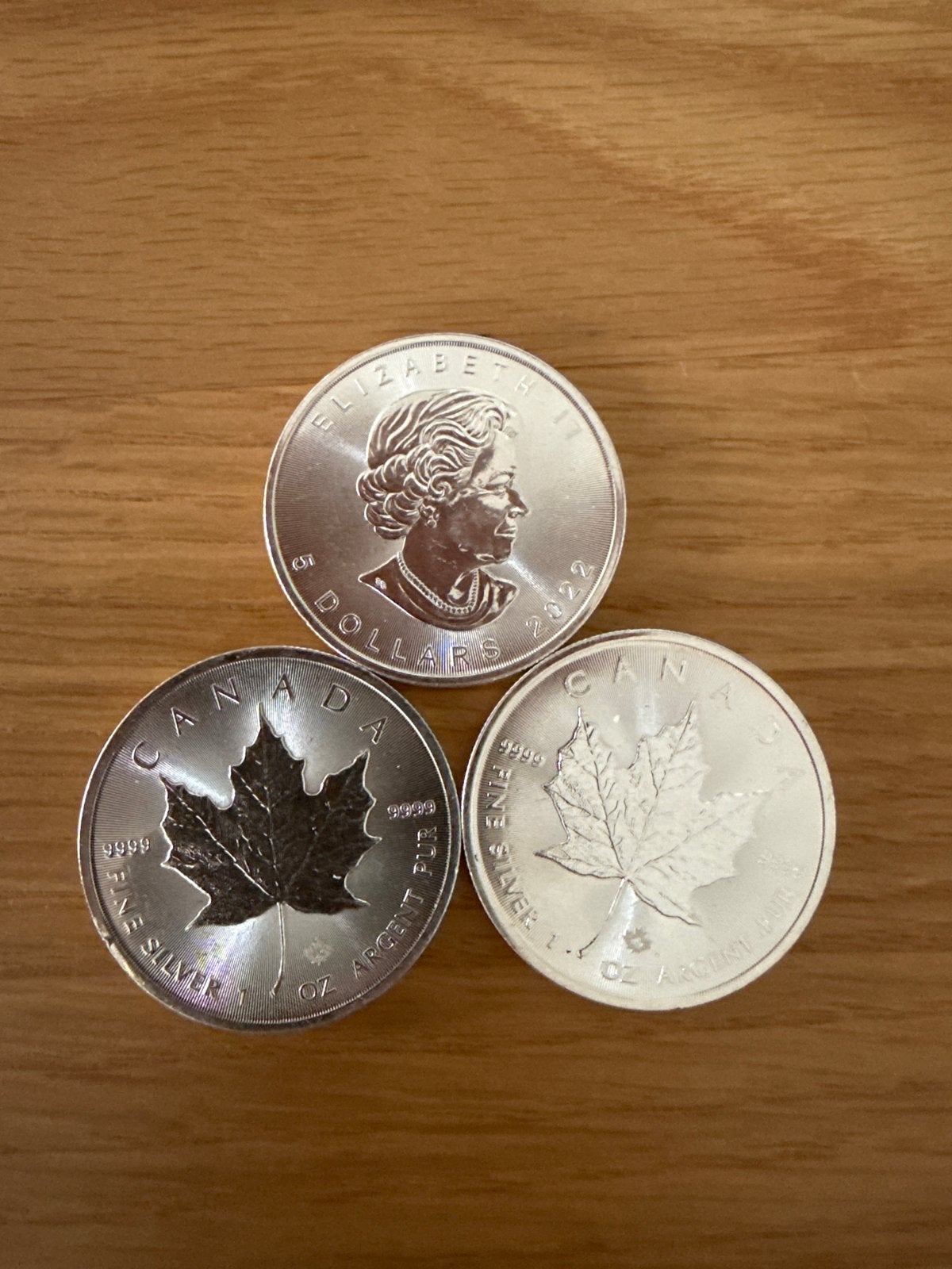 3x 1 oz Zilveren Maple Leaf Munten 2022 - 999 Fijn Zilver, Ophalen of Verzenden, Zilver